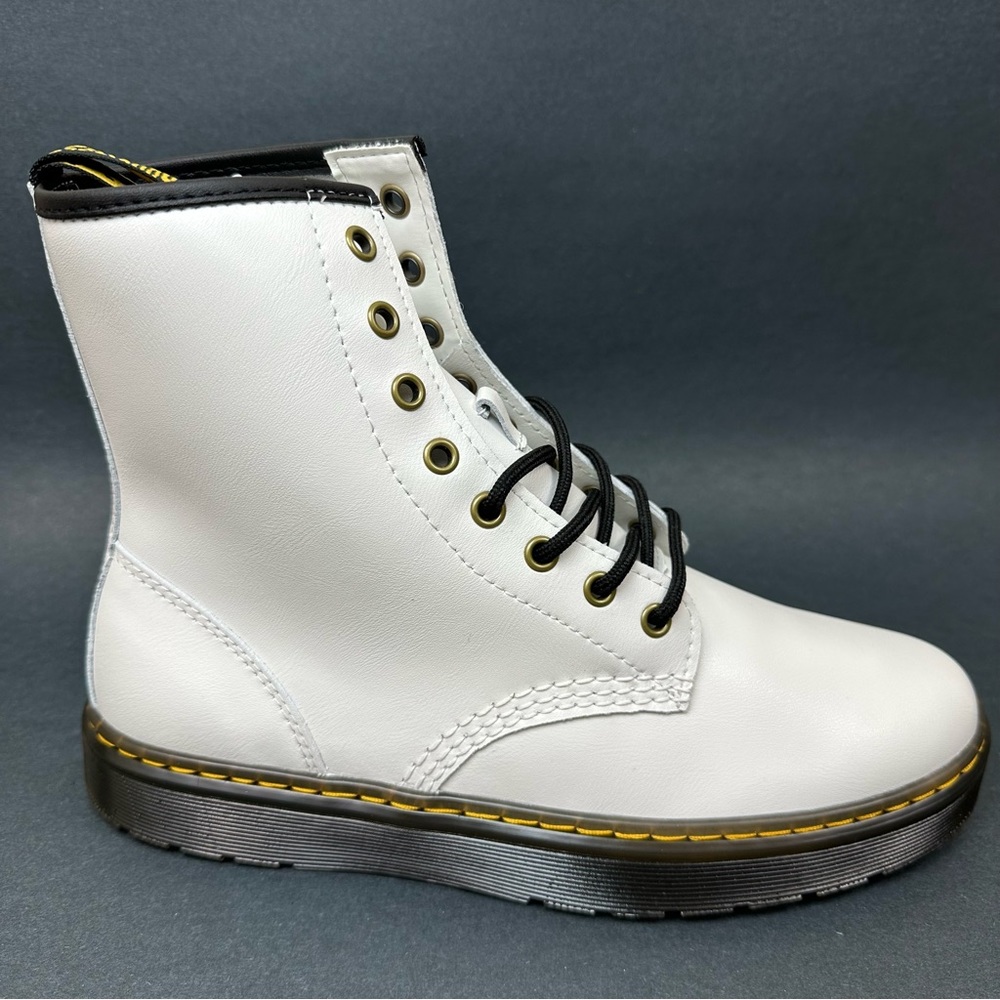 New Dr. Martens AirWair Zavala Leather Combat Boots White Men’s Size 9 Womens 10